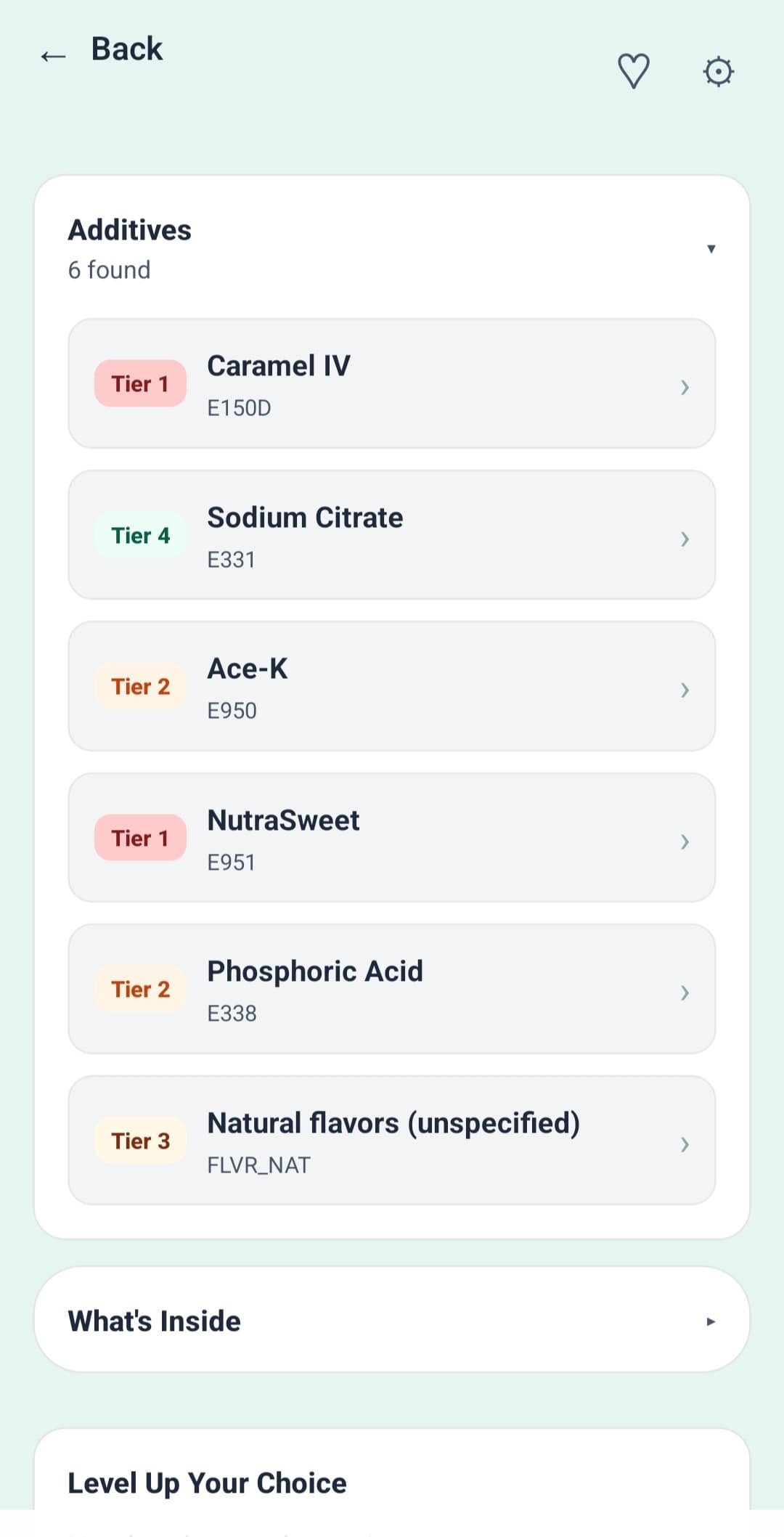 WiseBite additive breakdown with plain-English notes